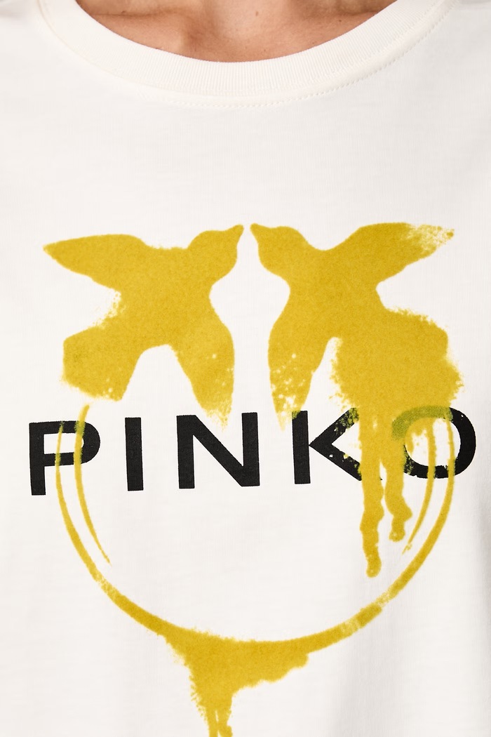 Pinko T-shirt damski bawełniany 105526.A3HQ beżowy