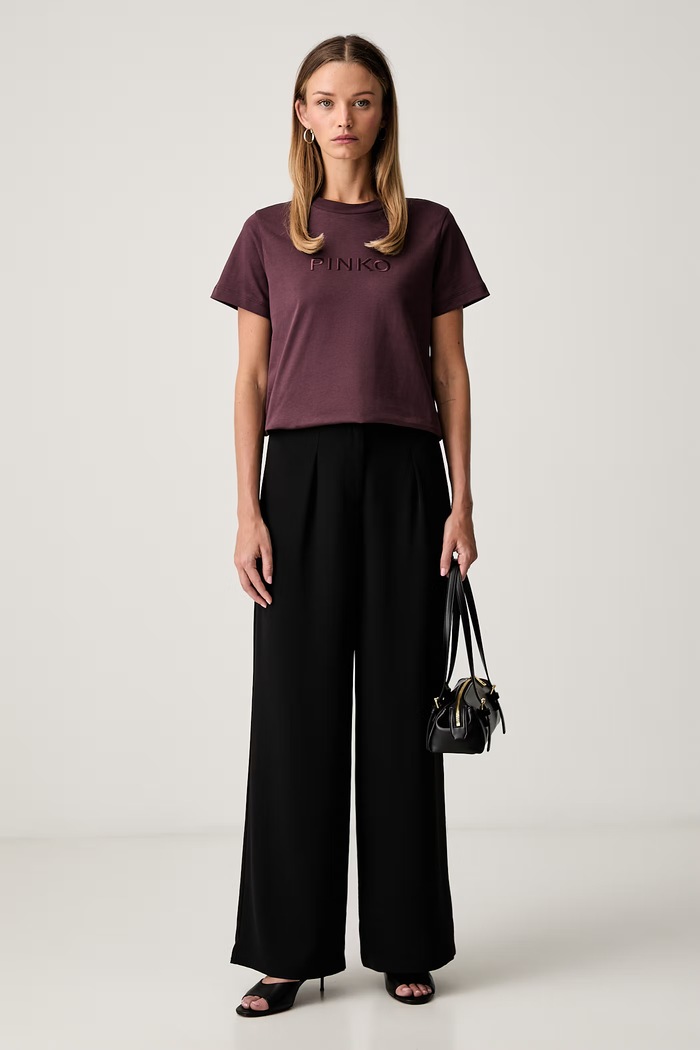 Pinko kratka majica ženska bombažna 101752.A3HN bordo AW26
