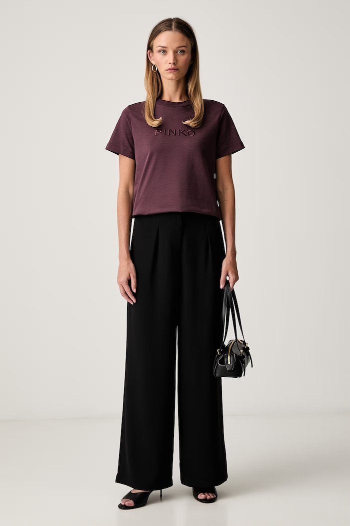 Pinko kratka majica ženska bombažna 101752.A3HN bordo AW26