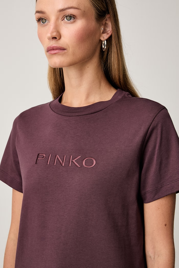 Pinko kratka majica ženska bombažna bordo 101752.A3HN