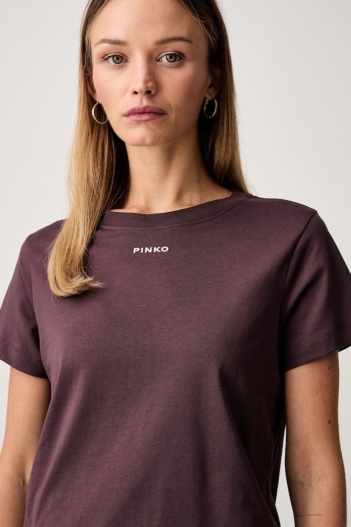 Pinko kratka majica ženska bombažna bordo 100373.A3HK