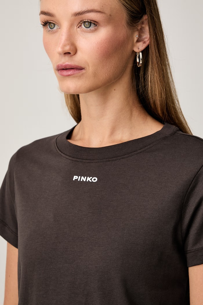 Pinko T-shirt damski bawełniany brązowy 100373.A3HK