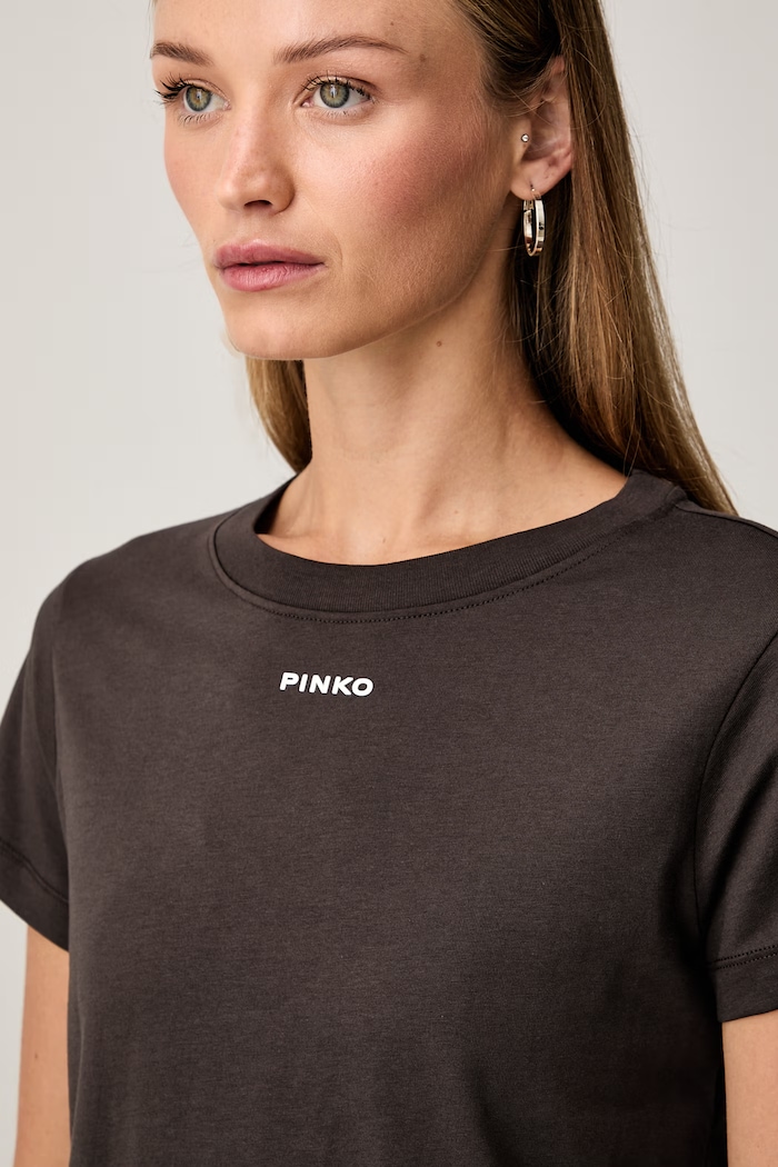 Pinko T-shirt damski bawełniany brązowy 100373.A3HK