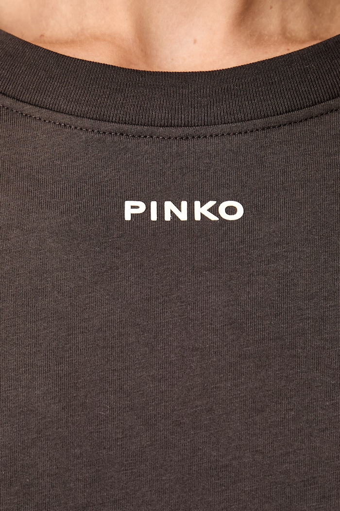 Pinko T-shirt damski bawełniany 100373.A3HK brązowy