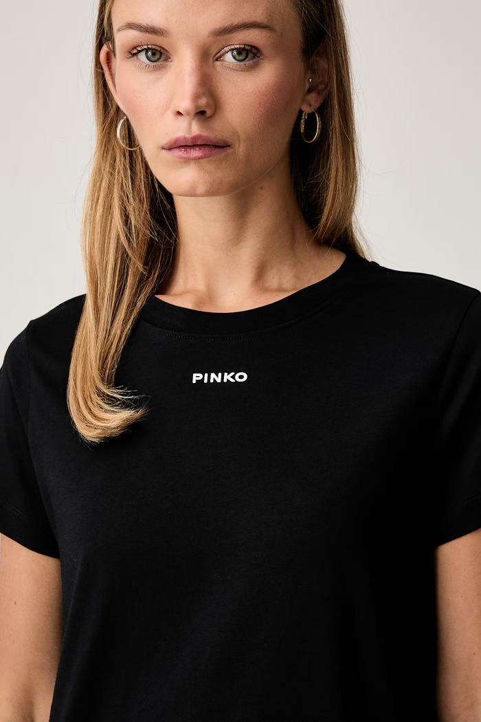 Pinko kratka majica ženska bombažna črna 100373.A3HK