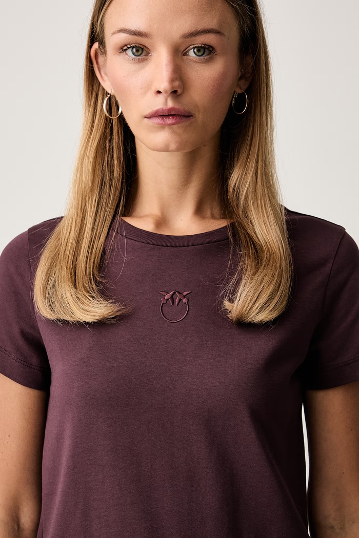 Pinko kratka majica ženska bombažna bordo 100355.A3HM
