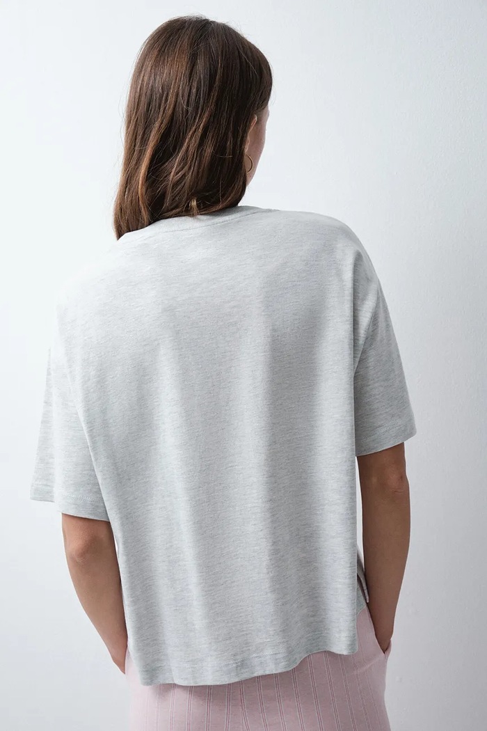 women'secret T-shirt damski bawełniany z elastanem 3274532 szary AW26