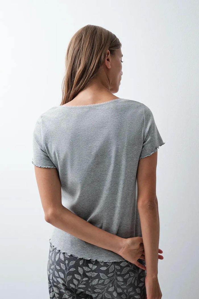 women'secret Koszulka lounge damska bawełniana z elastanem 3274525 szary AW26