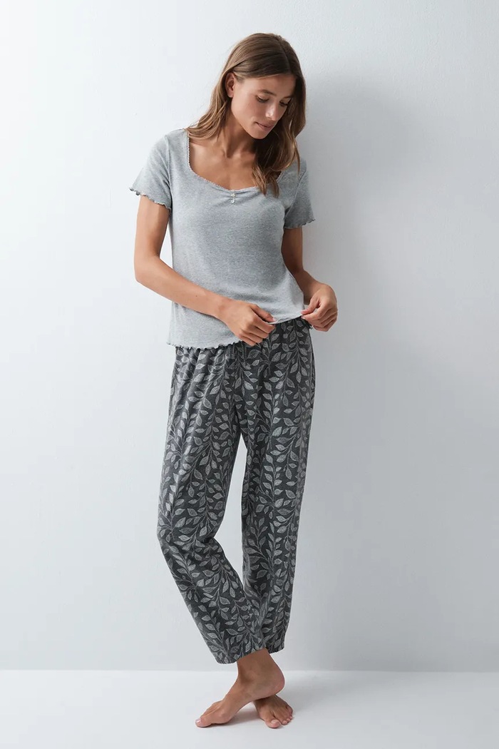 Odzież women'secret Koszulka lounge damska bawełniana z elastanem 3274525 szary