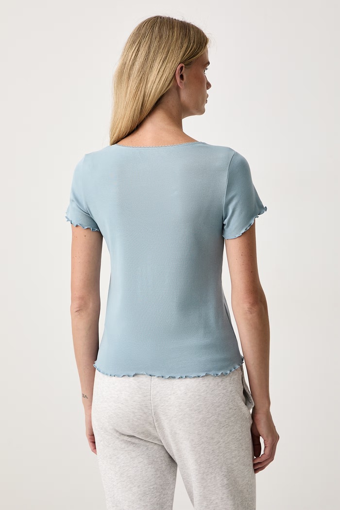 women'secret T-shirt lounge damski bawełniany z elastanem 3274524 niebieski AW26