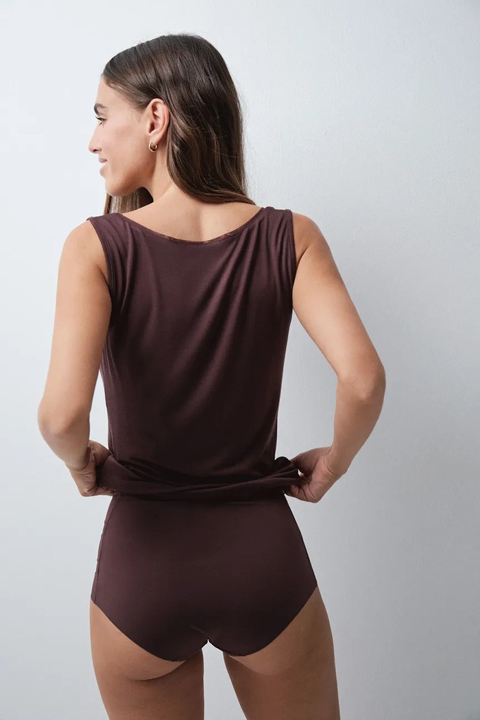 women'secret Top damski z wiskozą 7664650 bordowy AW26