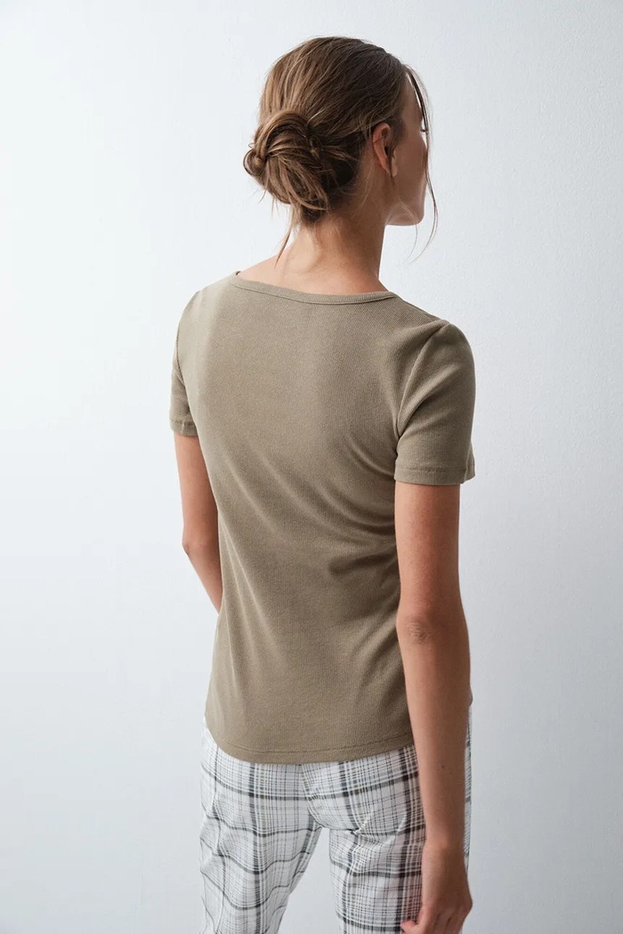 women'secret T-shirt piżamowy damski z bawełną 3274537 zielony AW26