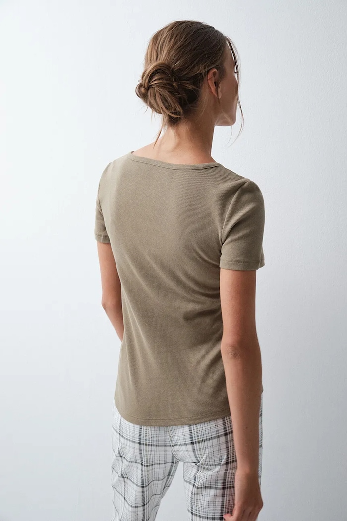 women'secret T-shirt piżamowy damski z bawełną 3274537 zielony AW26
