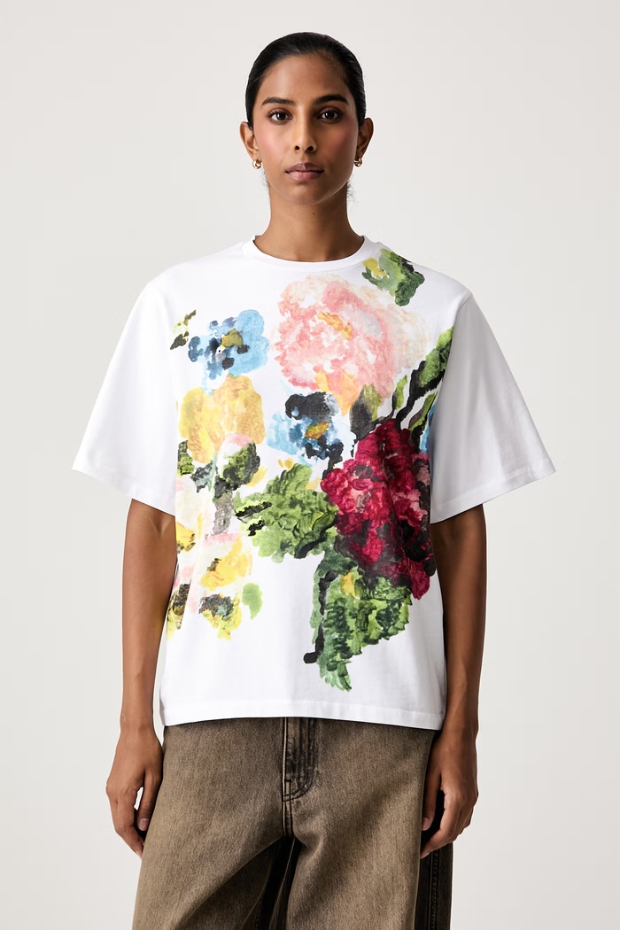 Stine Goya T-shirt damski bawełniany biały SG.AW26.T009.2586