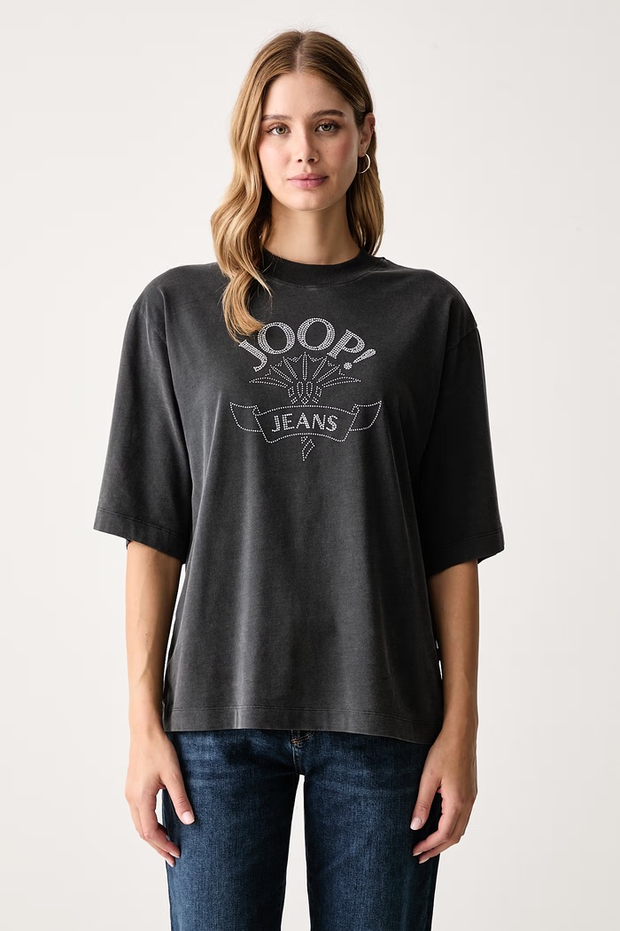 Joop! T-shirt damski bawełniany szary 30104537