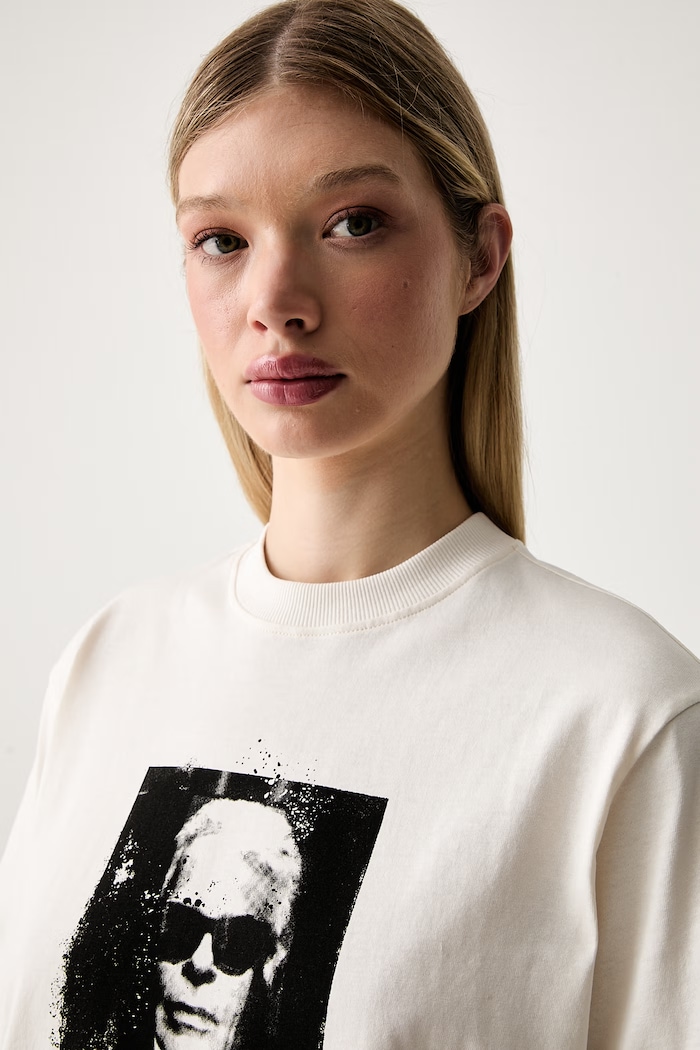 Karl Lagerfeld Jeans t-shirt γυναικείο βαμβακερό μπεζ B3W17046