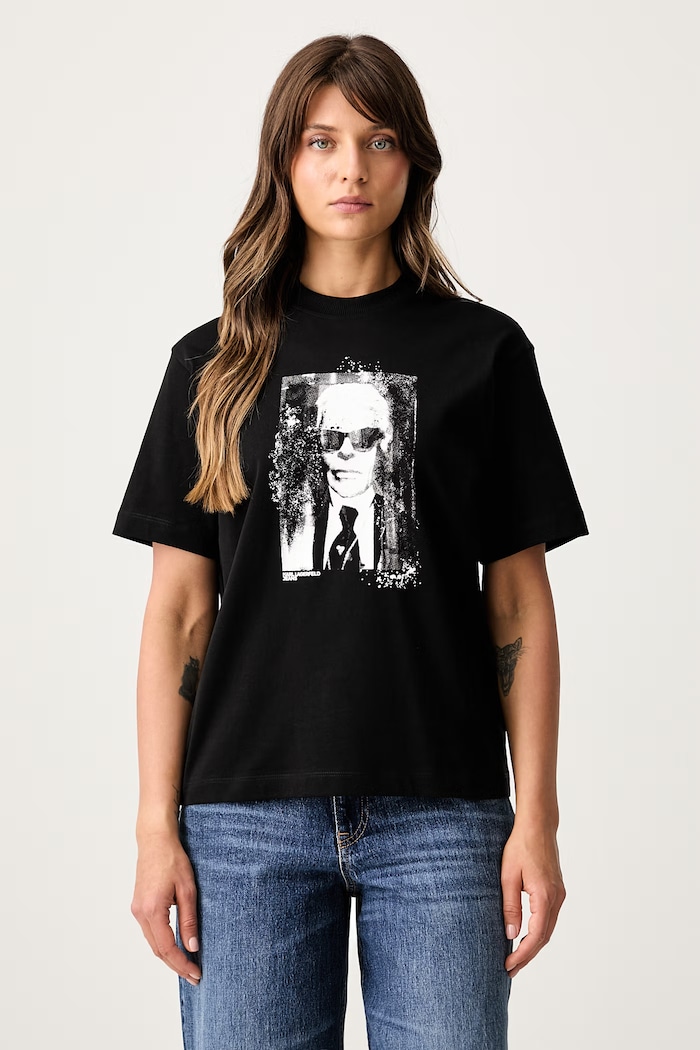 Karl Lagerfeld Jeans T-shirt damski bawełniany czarny B3W17046