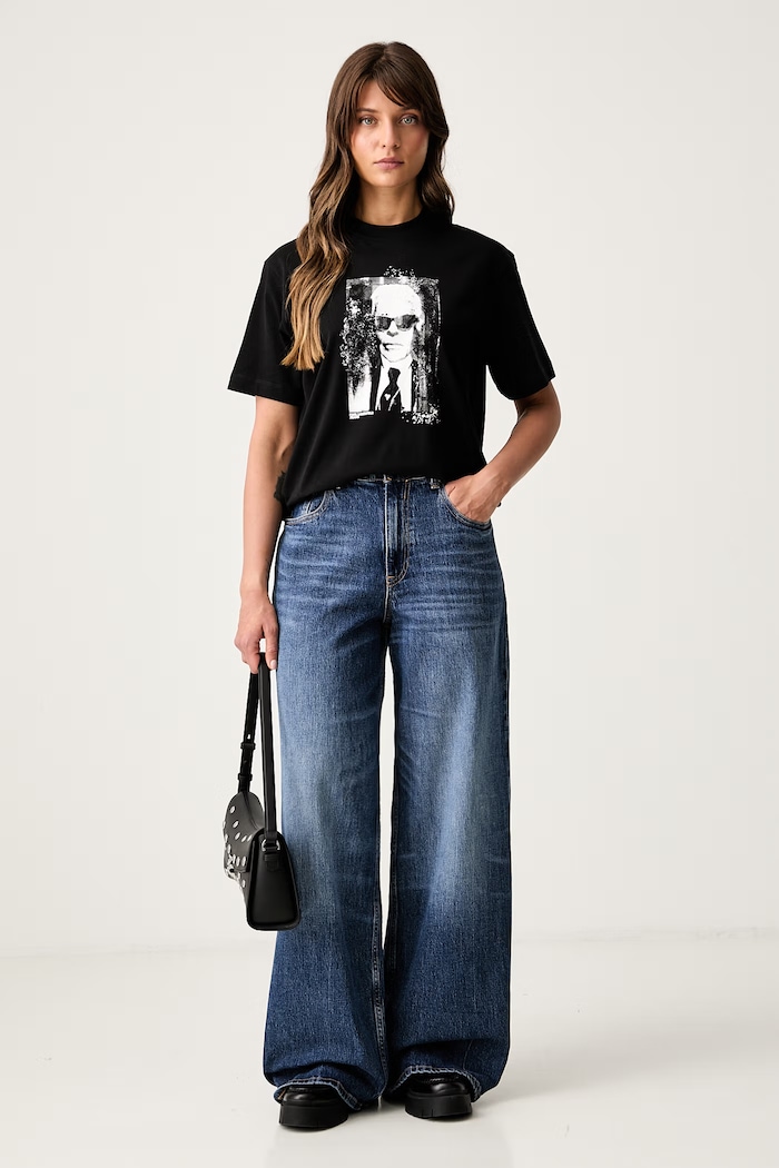 Karl Lagerfeld Jeans T-shirt damski bawełniany B3W17046 czarny AW26