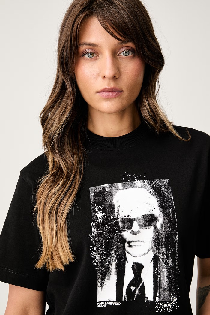 Karl Lagerfeld Jeans T-shirt damski bawełniany czarny B3W17046