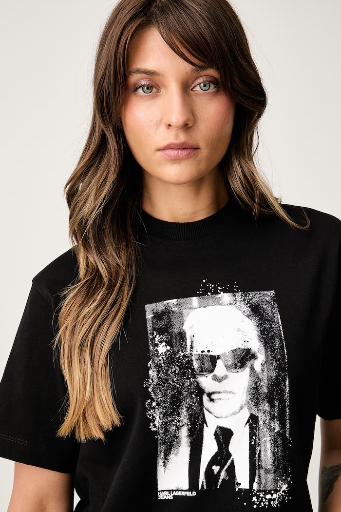 Karl Lagerfeld Jeans T-shirt damski bawełniany czarny B3W17046