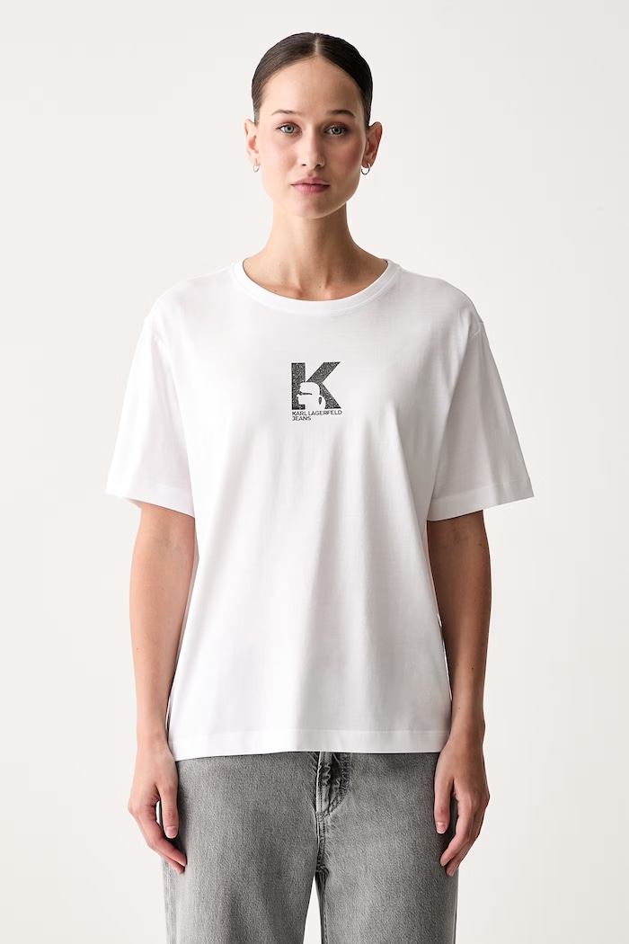 Karl Lagerfeld Jeans t-shirt γυναικείο με μοντάλ λευκό B3W17018