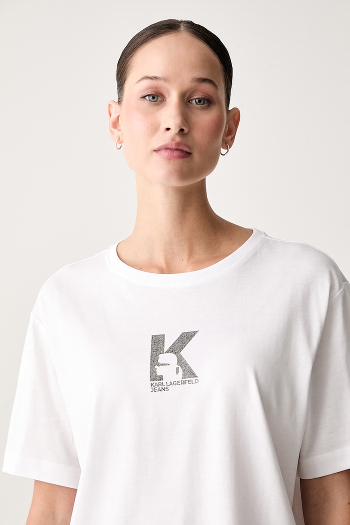 Karl Lagerfeld Jeans t-shirt γυναικείο με μοντάλ λευκό B3W17018