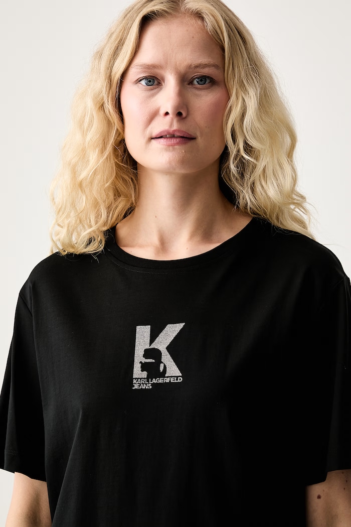 Karl Lagerfeld Jeans тениска дамска с модал черен B3W17018