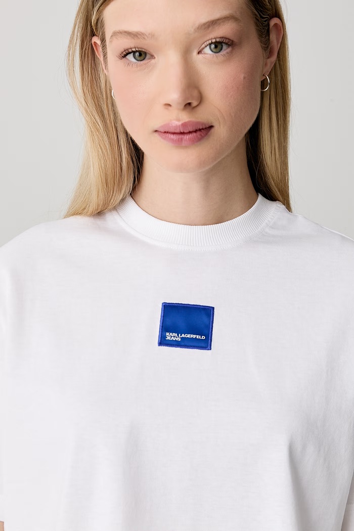 Karl Lagerfeld Jeans T-shirt damski bawełniany biały B3W17022