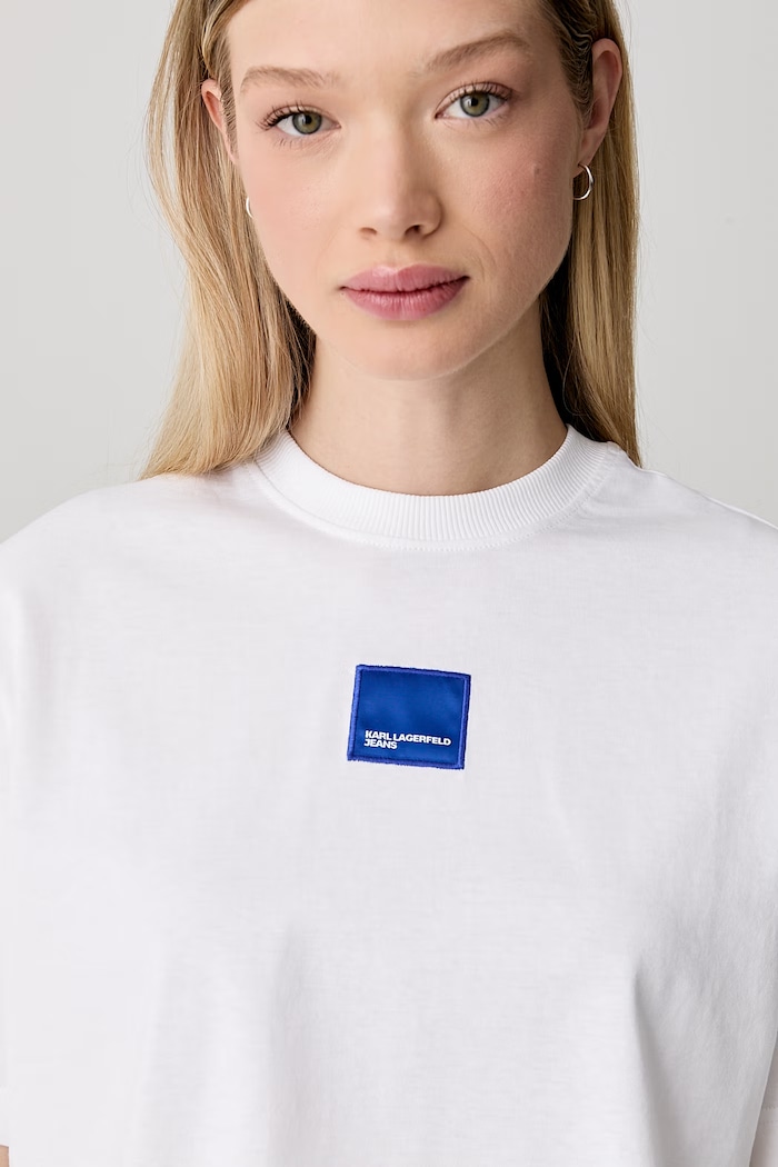 Karl Lagerfeld Jeans T-shirt damski bawełniany biały B3W17022