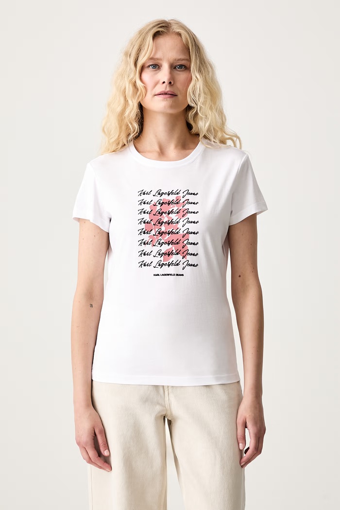 Karl Lagerfeld Jeans T-shirt damski z bawełną biały B3W17021