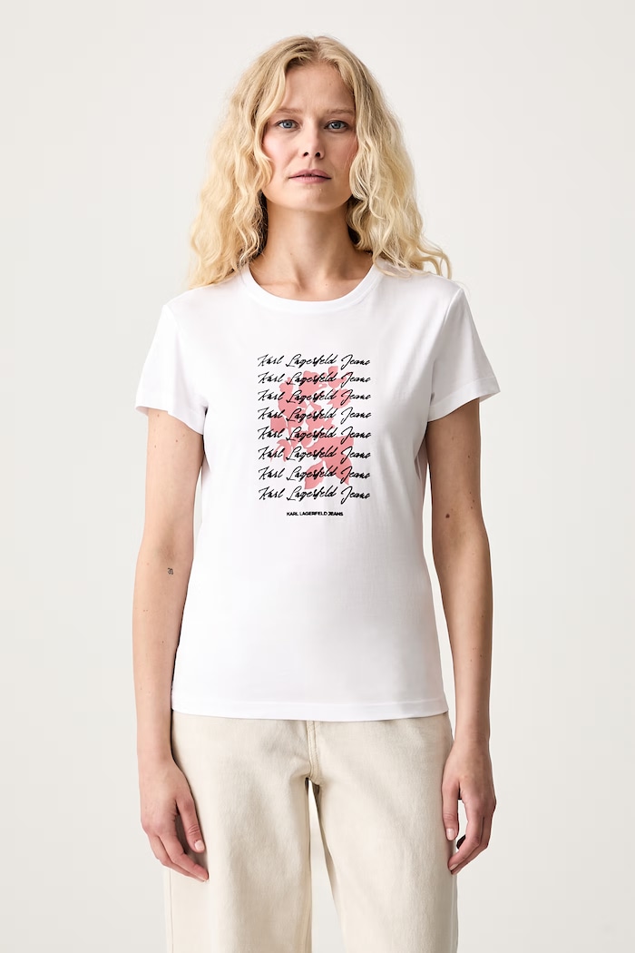 Karl Lagerfeld Jeans T-shirt damski z bawełną biały B3W17021