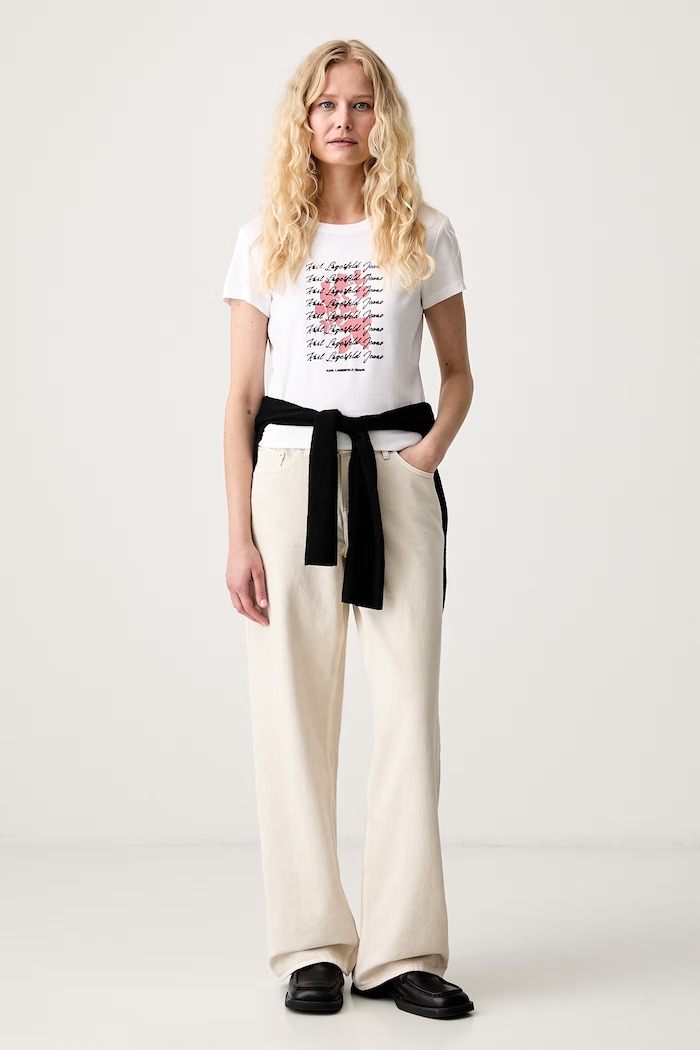 Karl Lagerfeld Jeans T-shirt damski z bawełną B3W17021 biały AW26