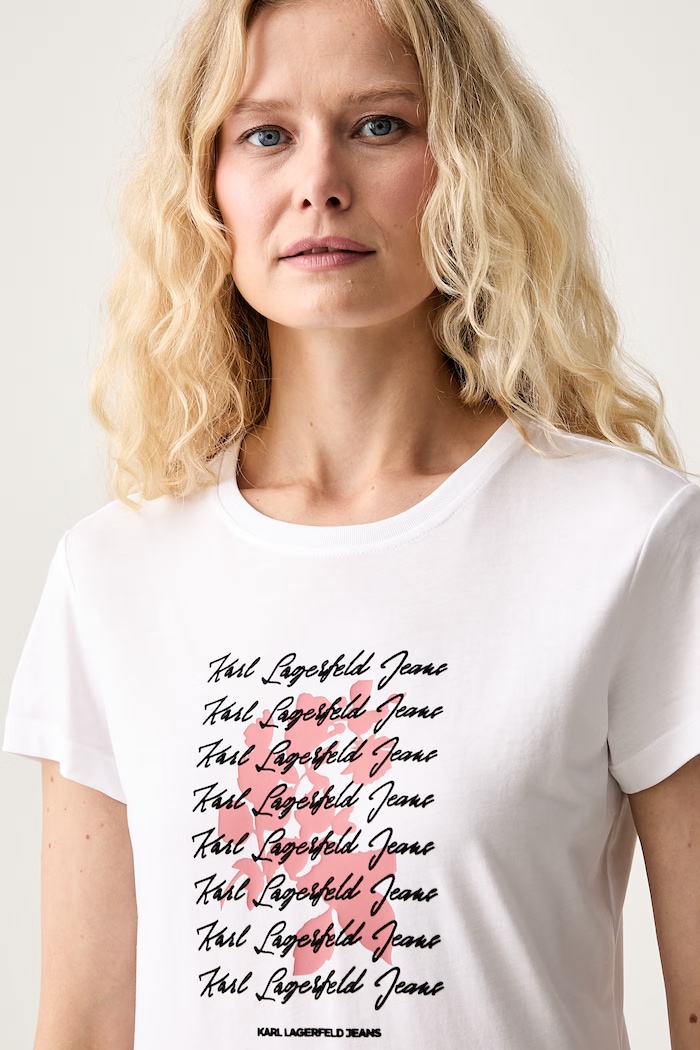 Karl Lagerfeld Jeans T-shirt damski z bawełną biały B3W17021