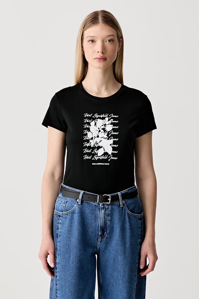 Karl Lagerfeld Jeans T-shirt damski z bawełną czarny B3W17021