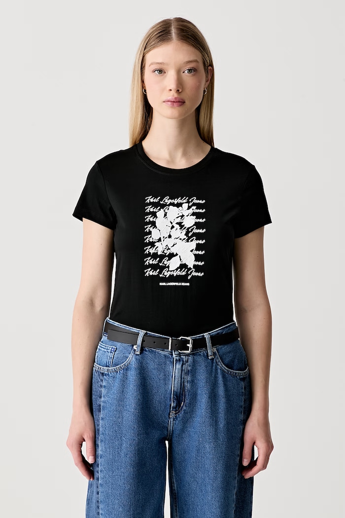 Karl Lagerfeld Jeans T-shirt damski z bawełną czarny B3W17021