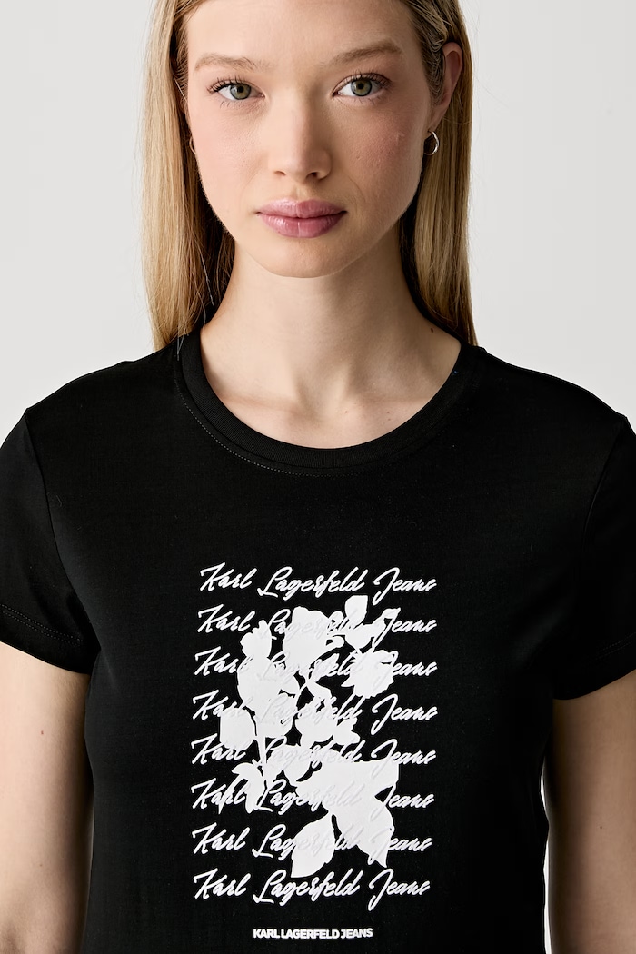Karl Lagerfeld Jeans T-shirt damski z bawełną czarny B3W17021