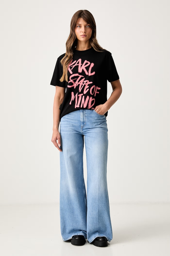 Karl Lagerfeld Jeans тениска дамска от памук B3W17019 черен AW26