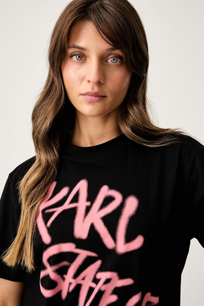 Karl Lagerfeld Jeans тениска дамска от памук черен B3W17019