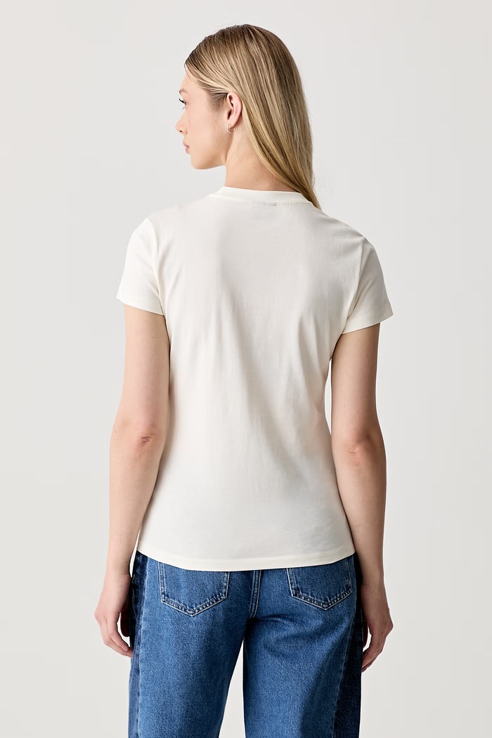 Odzież Karl Lagerfeld Jeans T-shirt damski bawełniany B3W17017 beżowy