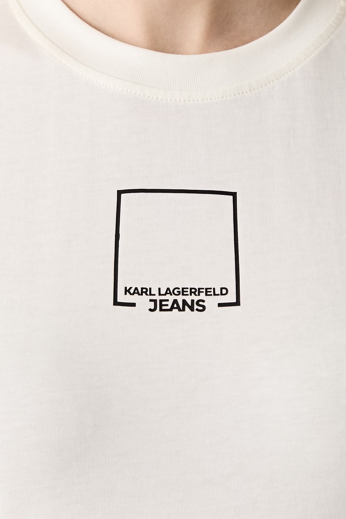 Karl Lagerfeld Jeans T-shirt damski bawełniany B3W17017 beżowy