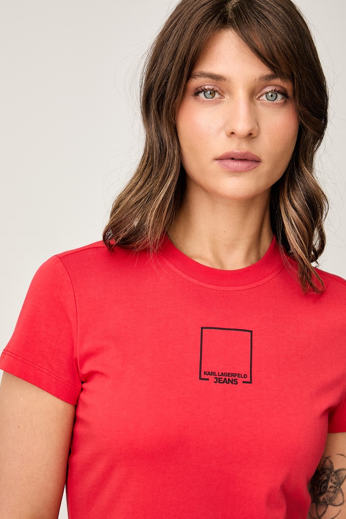 Karl Lagerfeld Jeans T-shirt damski bawełniany czerwony B3W17017