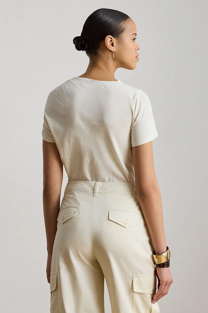 Lauren Ralph Lauren T-shirt damski bawełniany 200B24283 beżowy AW26