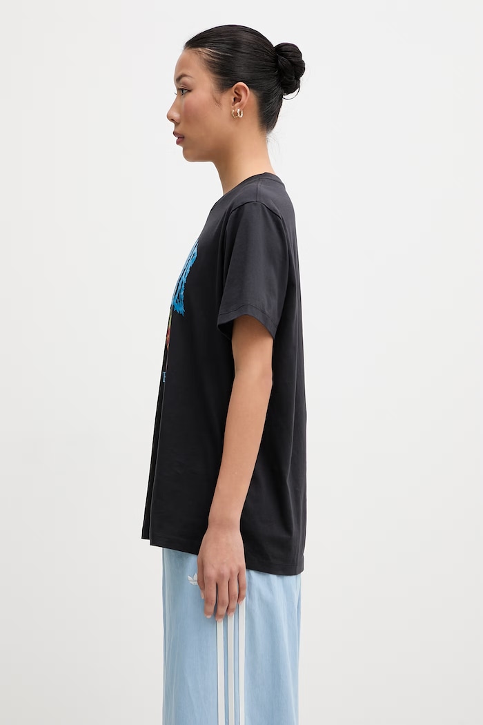 GANNI T-shirt bawełniany damski A1050257 granatowy AW26