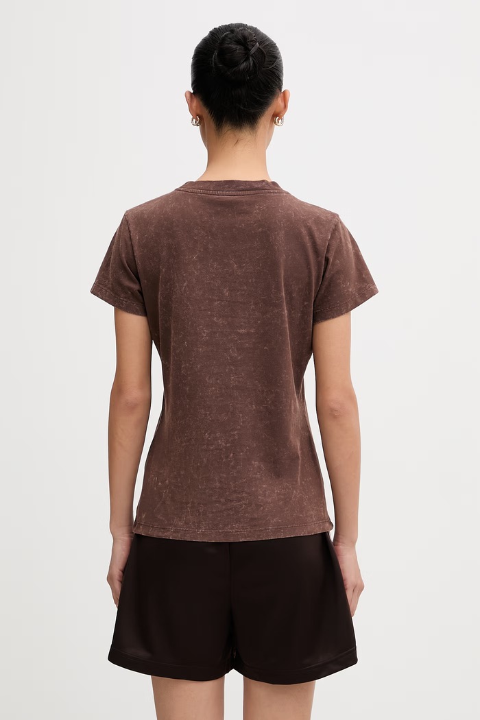 Odzież GANNI T-shirt bawełniany damski A1050204 brązowy