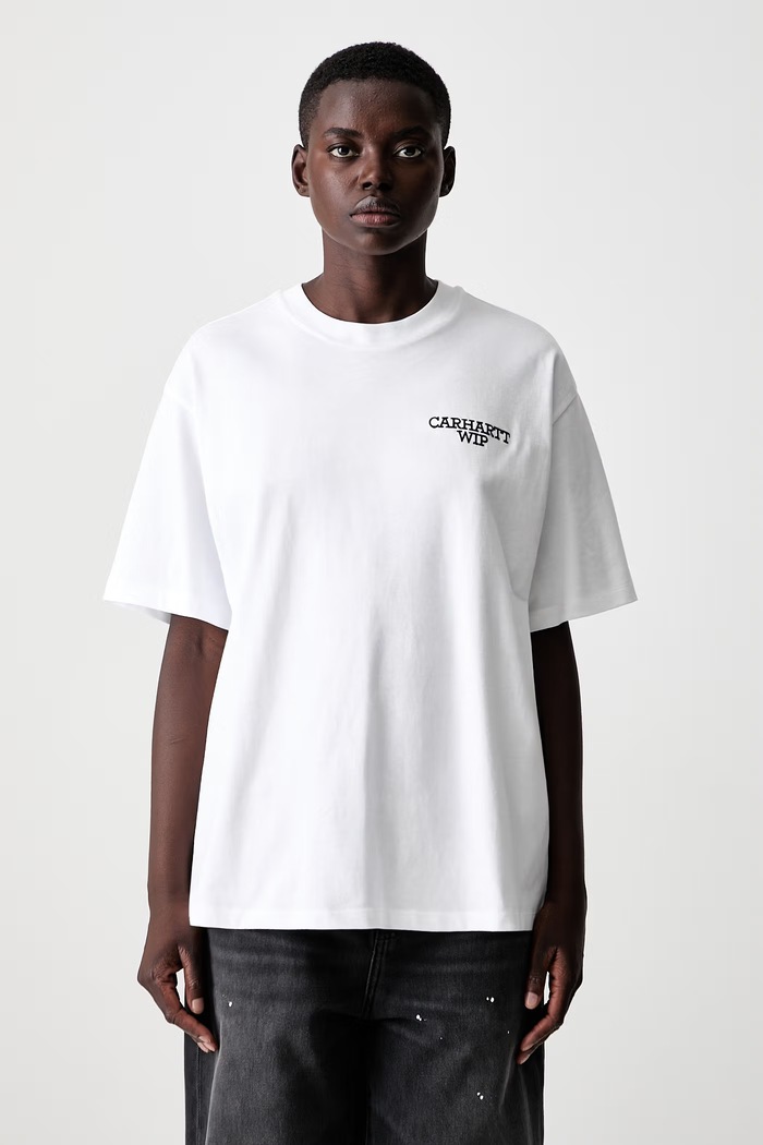 Odzież Carhartt WIP W S/S Hugging Cats T-shirt bawełniany damski I036909 biały