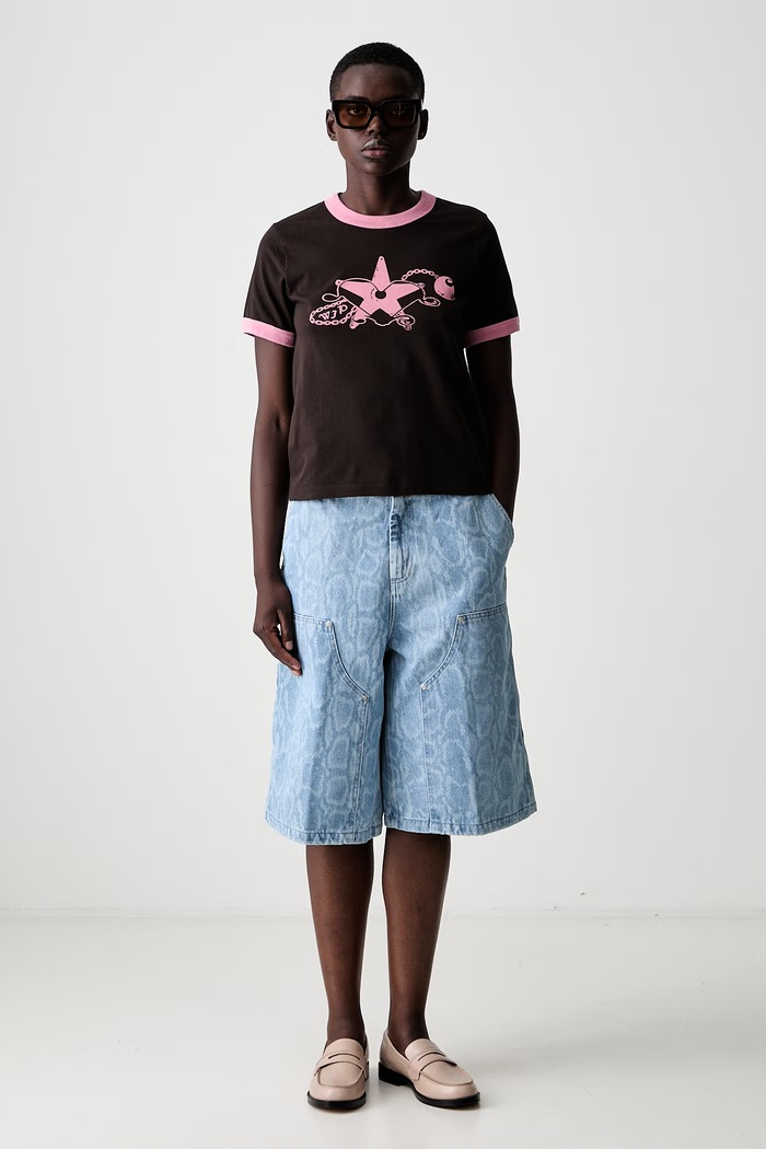 Carhartt WIP W S/S Outlaw Star Ringer majica od pamuka za žene I036928 smeđa AW26