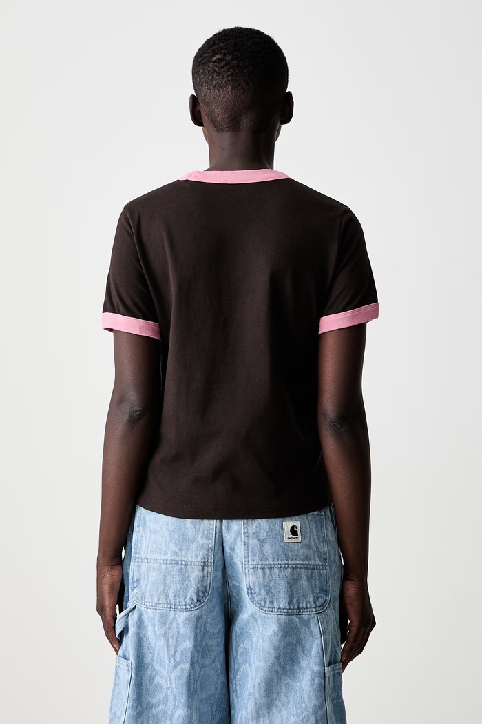 Odjeća Carhartt WIP W S/S Outlaw Star Ringer majica od pamuka za žene I036928 smeđa