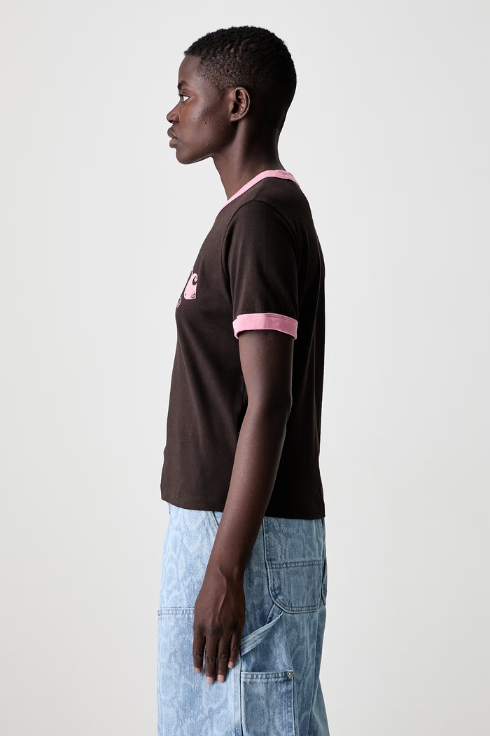 Carhartt WIP W S/S Outlaw Star Ringer majica od pamuka za žene smeđa I036928