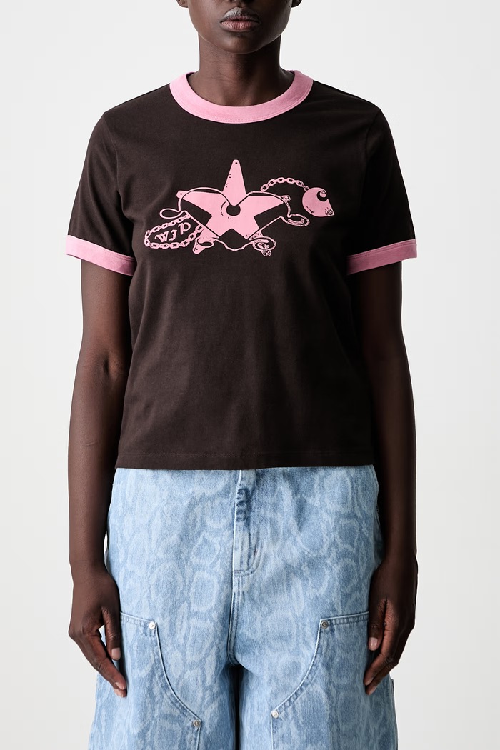 Carhartt WIP W S/S Outlaw Star Ringer majica od pamuka za žene I036928 smeđa