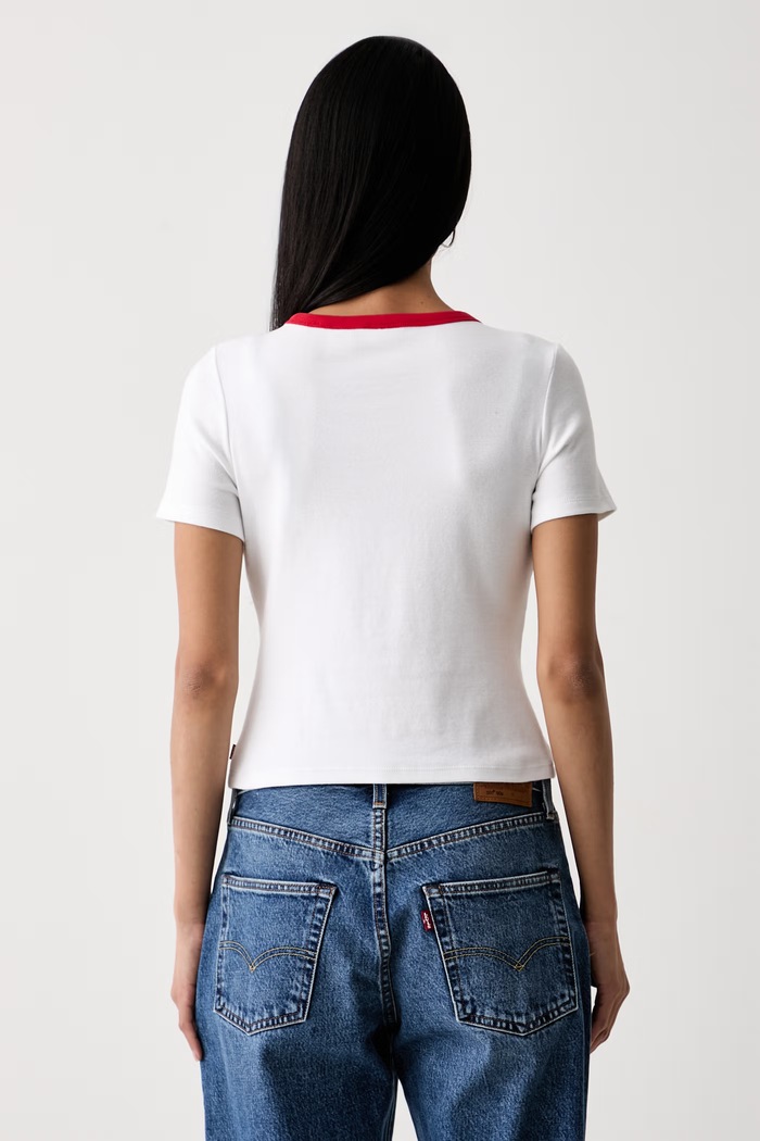 Дрехи Levi's тениска дамска с памук GR HAYES CROPPED 008A7 бял